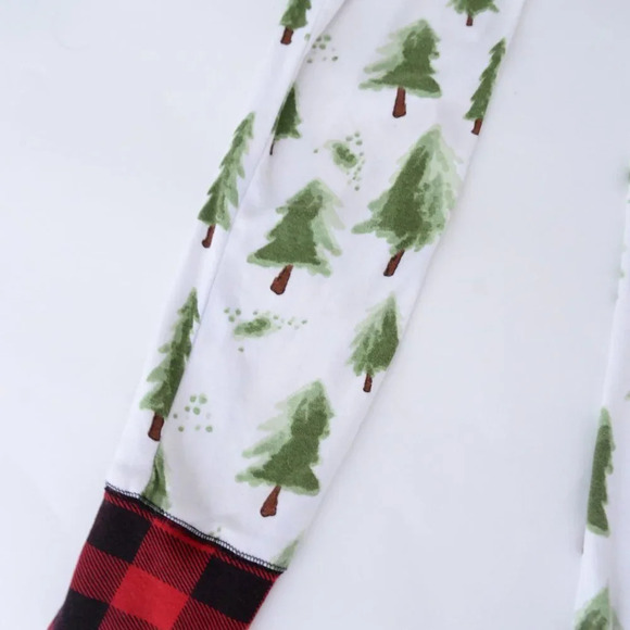 Lazy One White Green Red Pine Trees  w/ Back Flap Onezie Size Medium - Picture 5 of 16